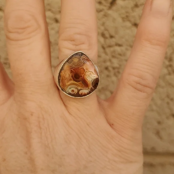 New Men's Crazy Lace Agate 925 Silver Ring. - Picture 3 of 15